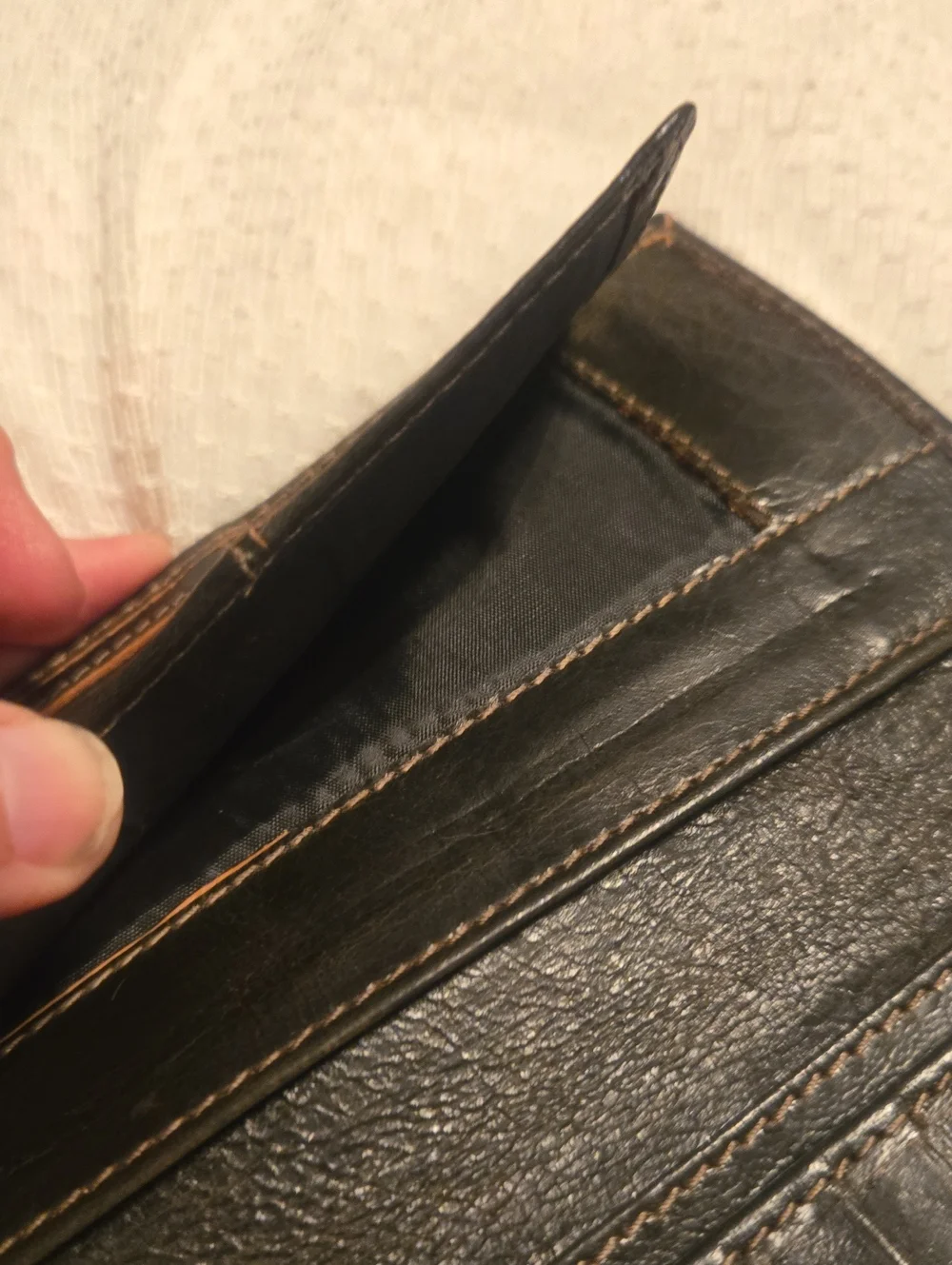 Brown Bi-Fold Leather Wallet or Checkbook Cover